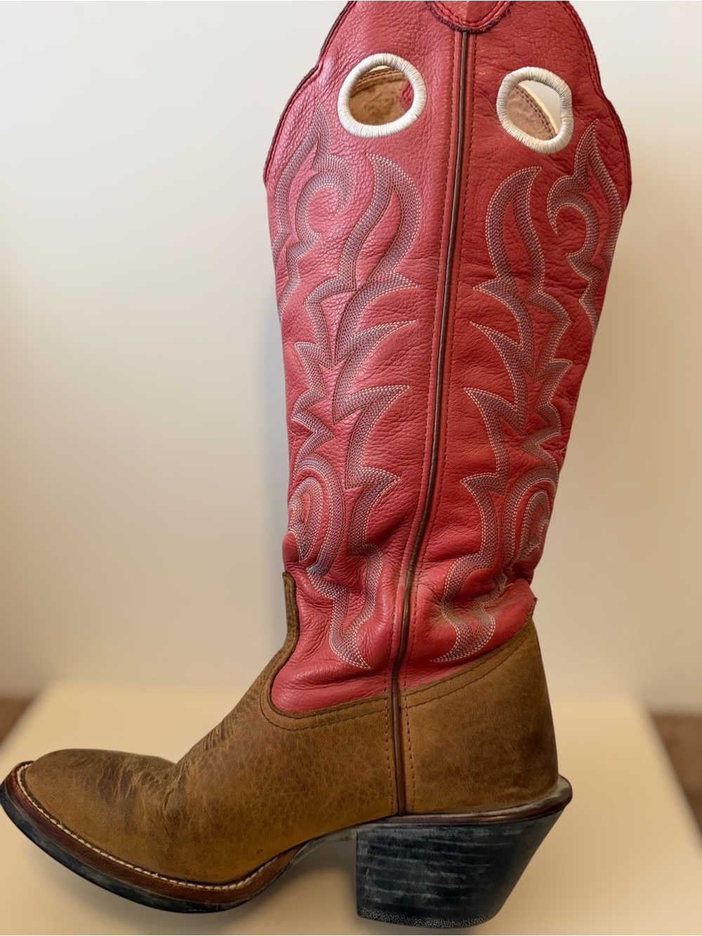 Tony Lama Pink Embroidered Leather Cowboy Boots Women’s Size 7C Wide - Picture 3 of 9